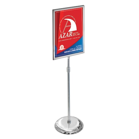Azar Displays 18"W x 24"H Two-Sided Slide-In Floor Stand on Chrome Base 300288